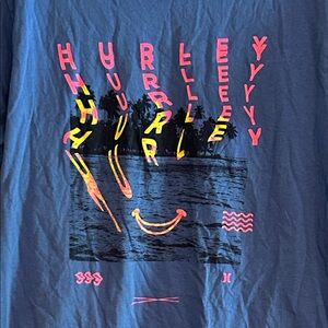 Hurley Blue Tee with Neon Graphic